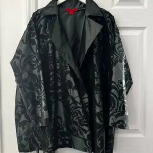 Shamask Bergdorf Goodman Silk Black Velvet Swirl Evening Boxy Blazer Coat 2